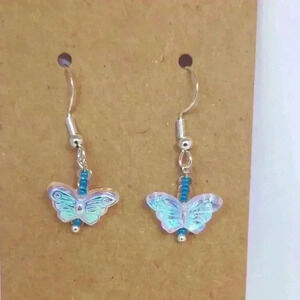 Beautiful 925 silver Iridescent butterfly earrings